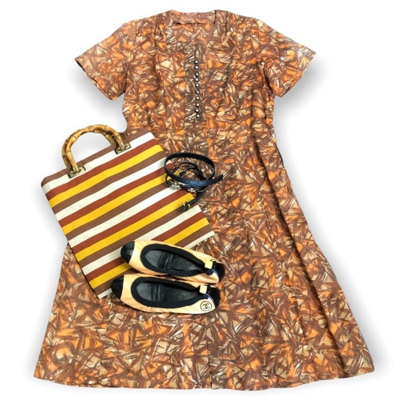 Vintage 50s Bespoke Autumn Jewel Shirtwaist Tea Dress - Picture 16 of 16